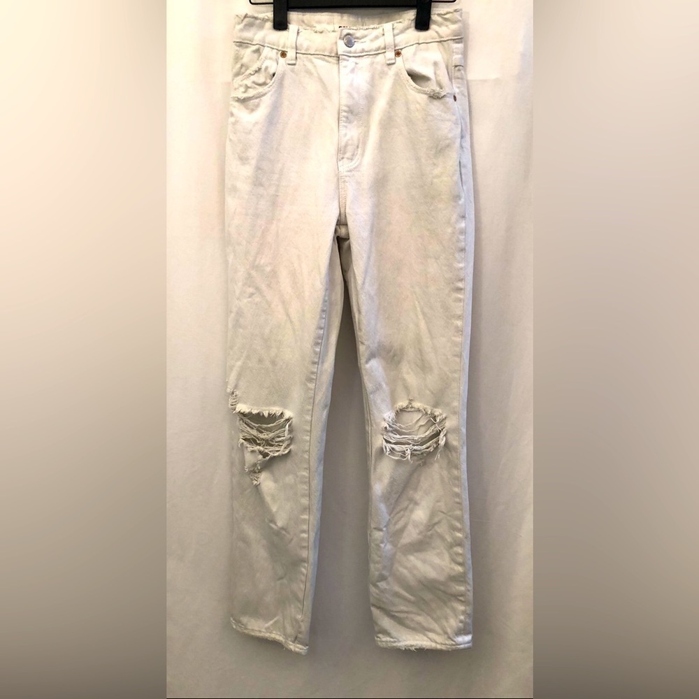 Rollas Original High Rise Straight White Distressed Australian Jeans Size 25